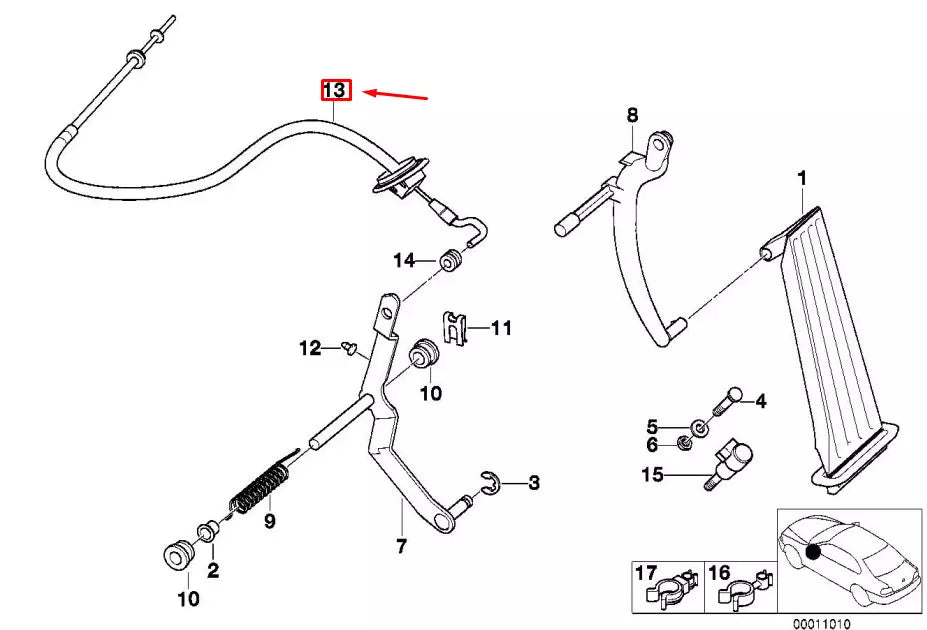NEW BMW Z3 COUPE E36 ACCELERATOR BOWDEN CABLE 1164512 35411164512 ORIGINAL