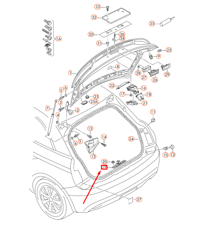 new audi a1 8x rear lid striker plate 8p4827507a 2012 11756667 original