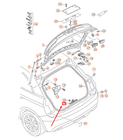 new audi a1 8x rear lid striker plate 8p4827507a 2012 11756667 original