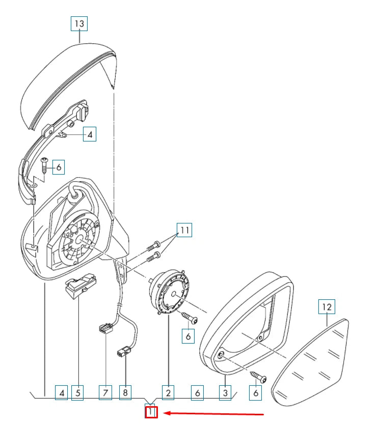 NEW VW GOLF 5G MK7 FRONT RIGHT DOOR EXTERIOR MIRROR HOUSING 5GM8575089B9