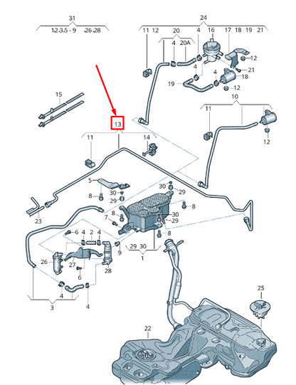 new audi q5 8r rear breather line 8r0201991t original