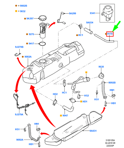 new ford transit mk3 fuel tank vent hose yc15-9a174-ab 4042242 original