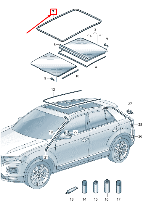 new vw t-roc a1 outer sunroof seal 2ga877459 original