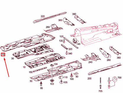 new mb e t-model s212 right below main floor underbody cover a2126800609