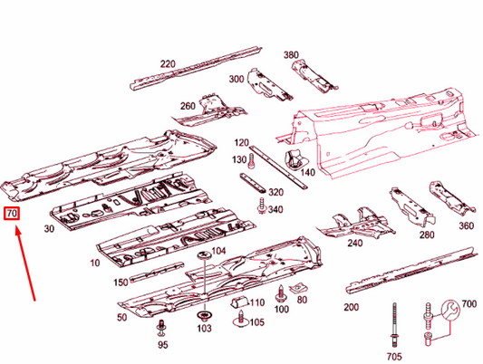 new mb e t-model s212 right below main floor underbody cover a2126800609