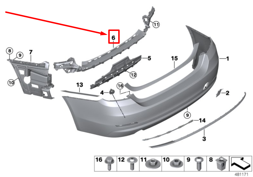 new bmw 4 gran coupe f36 rear bumper center guide 7432637 51127432637 original