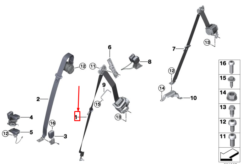 new bmw x5 g05 rear right seatbelt 72118092036 original