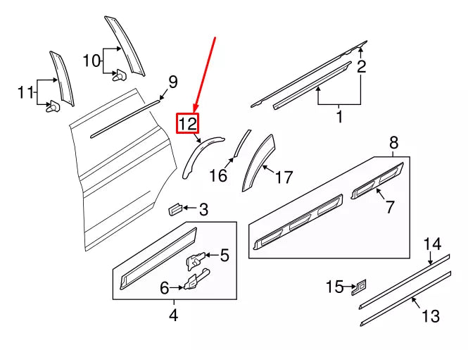NEW AUDI Q7 4L REAR LEFT DOOR EDGE GUARD 4L0839981A ORIGINAL