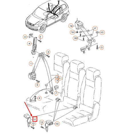 NEW VOLKSWAGEN TOURAN 1T REAR SEAT BELT LATCH 1T0857753DQVZ
