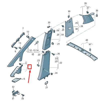 NEW VW SHARAN 7N LEFT A-PILLAR TRIM 7N0858415A95T