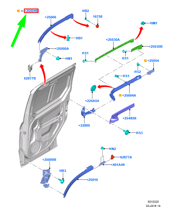 new ford tourneo connect mk2 right sliding door centre track 2227054 original