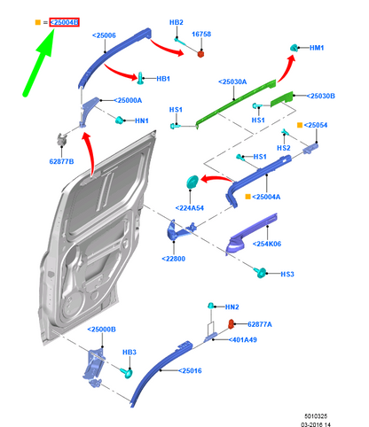 new ford tourneo connect mk2 right sliding door centre track 2227054 original