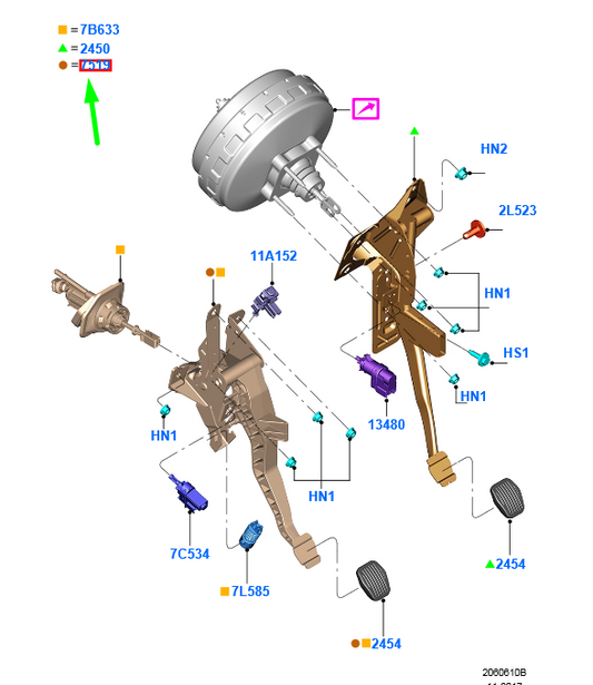 new ford kuga mk2 c520 clutch pedal lhd av61-7519-bc 1825333 original