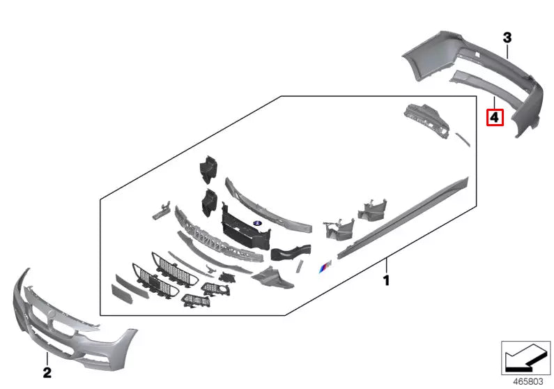 NEW BMW 3 F30 REAR BUMPER M INSERT TRIM 51128054198 8054198 ORIGINAL
