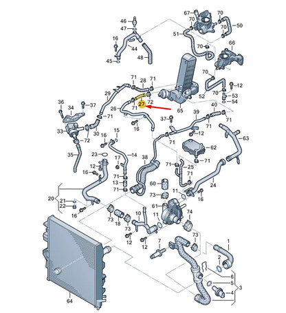NEW VW TOUAREG 7P MK2 COOLANT HOSE 057121103J