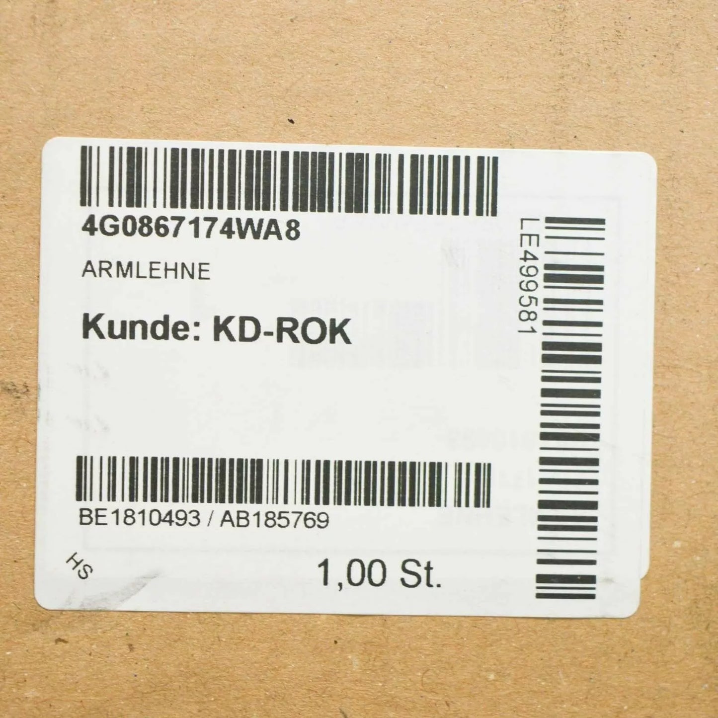 NEW AUDI A6 C7 FRONT RIGHT DOOR ARMREST 4G0867174WA8 ORIGINAL