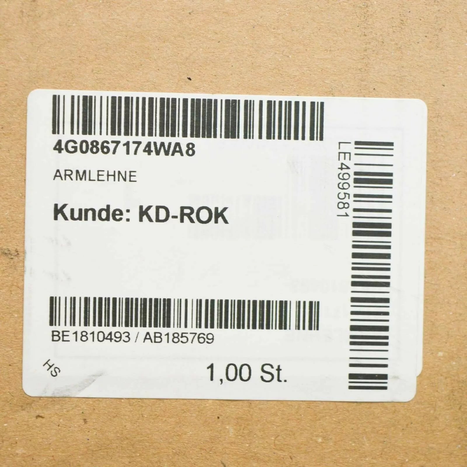 NEW AUDI A6 C7 FRONT RIGHT DOOR ARMREST 4G0867174WA8 ORIGINAL