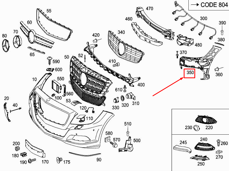 new mercedes-benz cls c218 	front right bumper carrier a2188852665 original