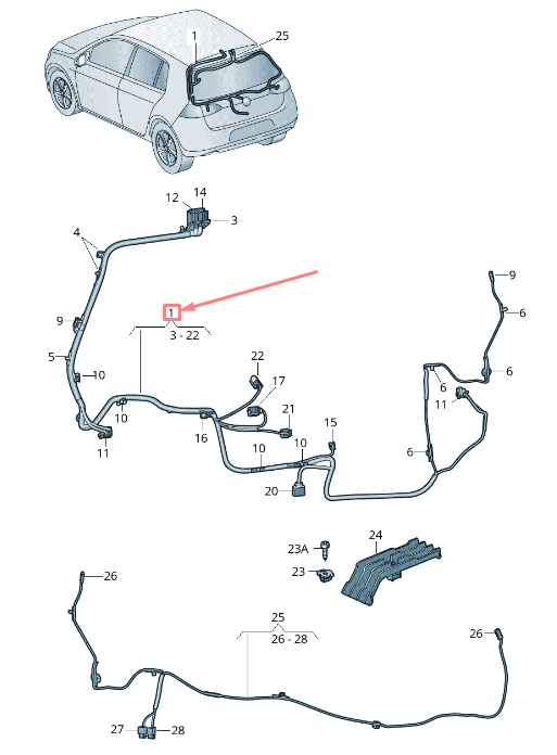 new vw golf 5g mk7 rear left tailgate cable harness rhd 5g2971147bb original