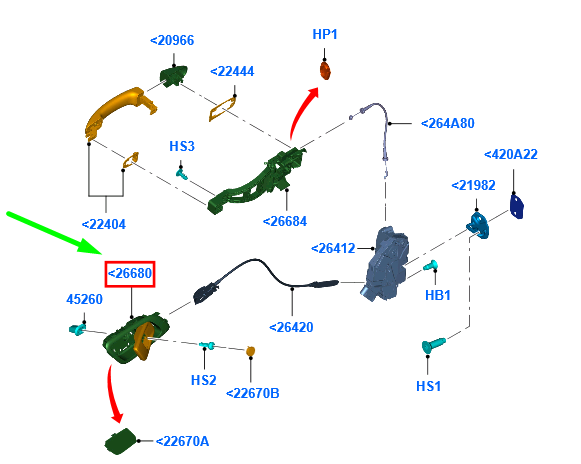 new ford ranger t6 mk3 left rear internal opening handle 1752386 original