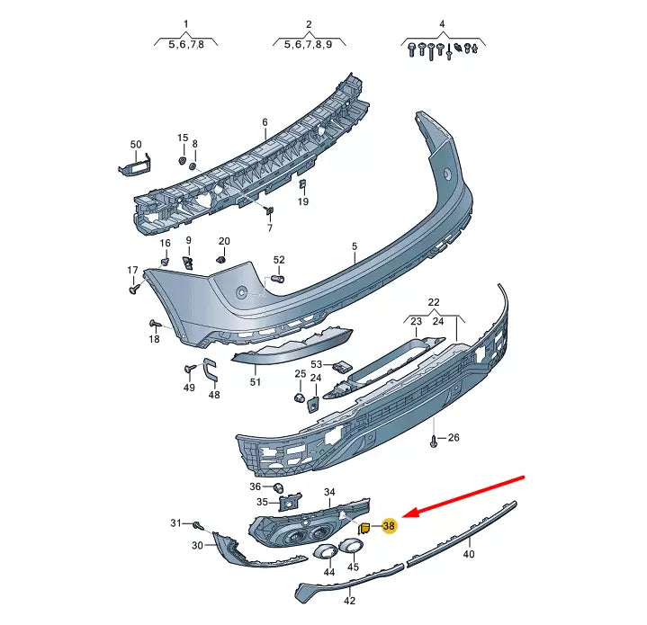 NEW AUDI Q5 FY REAR BUMPER RIGHT TOW EYE COVER 80F807442A9B9 ORIGINAL