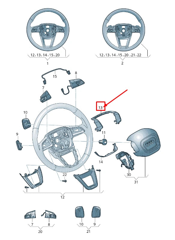 NEW AUDI Q7 4M UPPER STEERING WHEEL TRIM 4M0419689H DK1 4M0419689HDK1