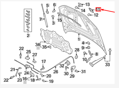 NEW AUDI A3 8V ENGINE HOOD RIGHT LATCH STRIKER PLATE 8V0823186C ORIGINAL