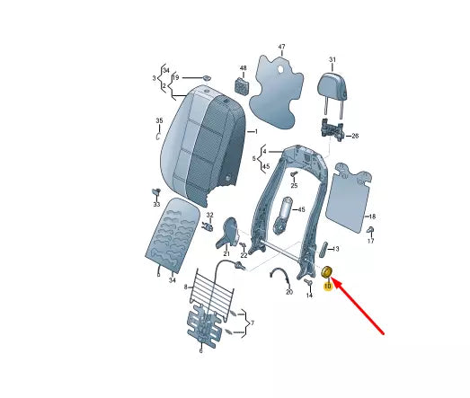 NEW VW ARTEON 3H7 FRONT LEFT BACKREST ROTARY KNOB 5G4881671A82V ORIGINAL