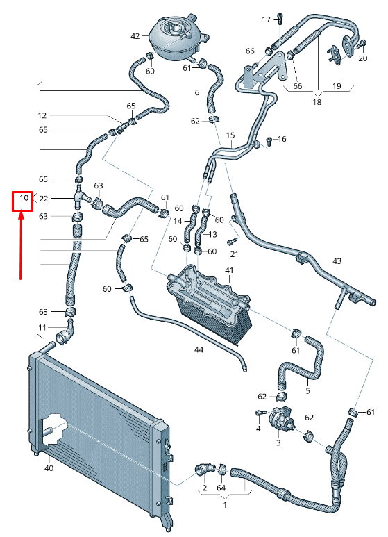 NEW VW GOLF SPORTSVAN AM ENGINE COOLANT HOSE 5Q0122101HE ORIGINAL