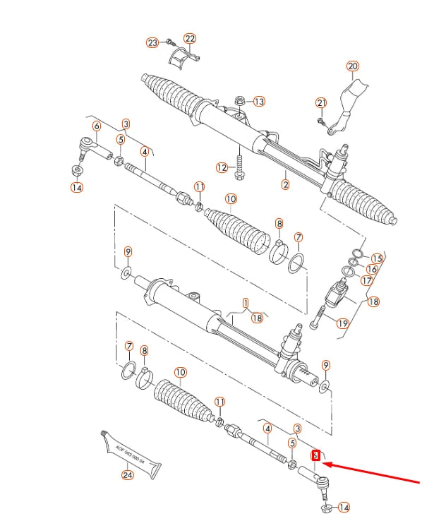 NEW AUDI Q7 4L STEERING RIGHT TIE ROD END 7L0422818D ORIGINAL