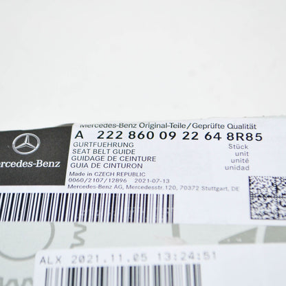 NEW MB S W222 REAR RIGHT SEAT BELT GUIDE OUTSIDE A2228600922648R85 ORIGINAL