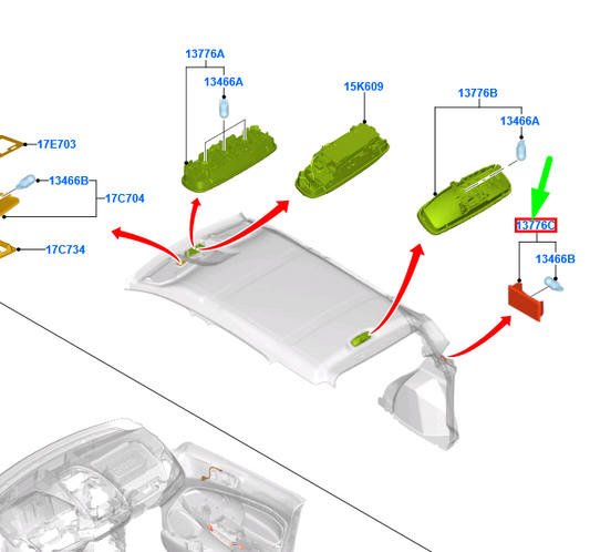 new ford ecosport mk2 luggage compartment interior lamp lens 6136623 original