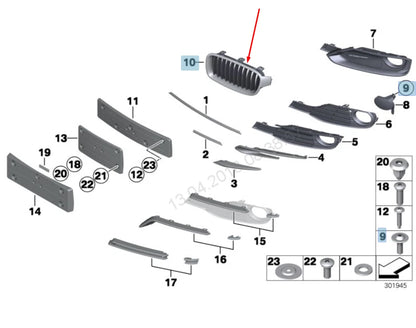NEW BMW 3 F30 FRONT RADIATOR LEFT GRILLE LUXURY 51137263481 7263481 2014