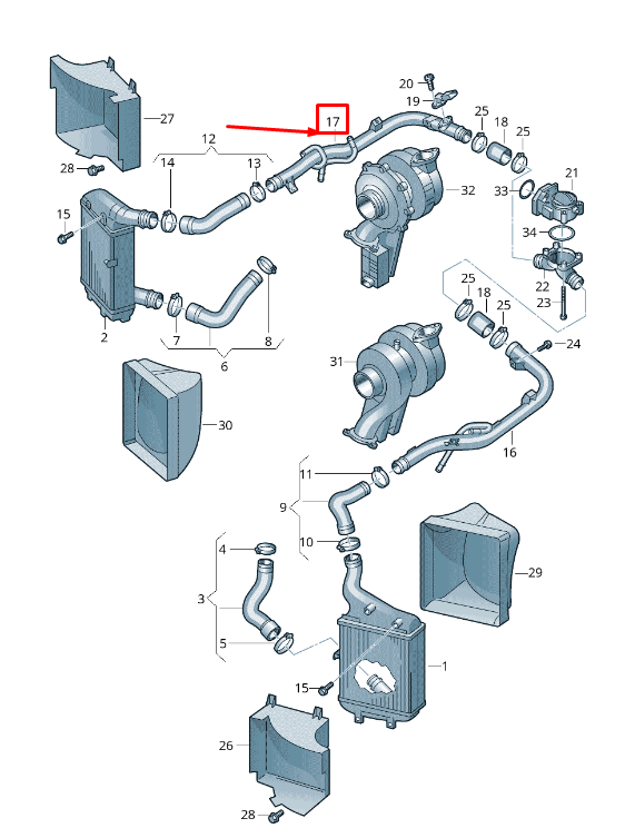 new audi q7 4l right upper intercooler pressure pipe 05a145958d original