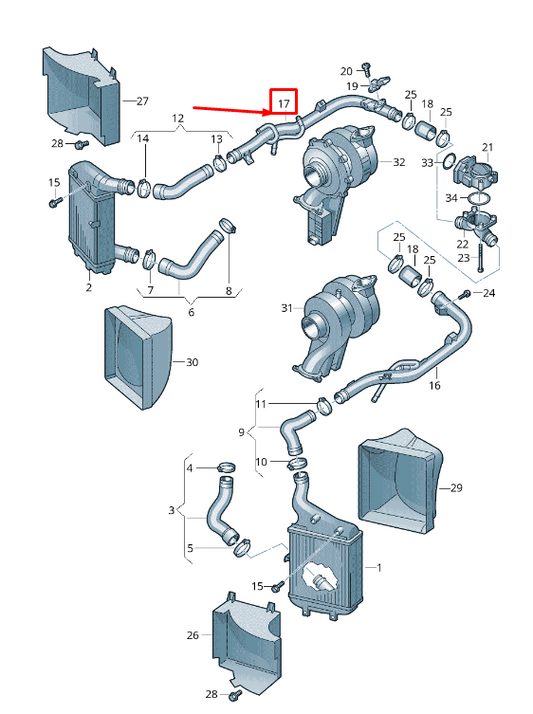 new audi q7 4l right upper intercooler pressure pipe 05a145958d original