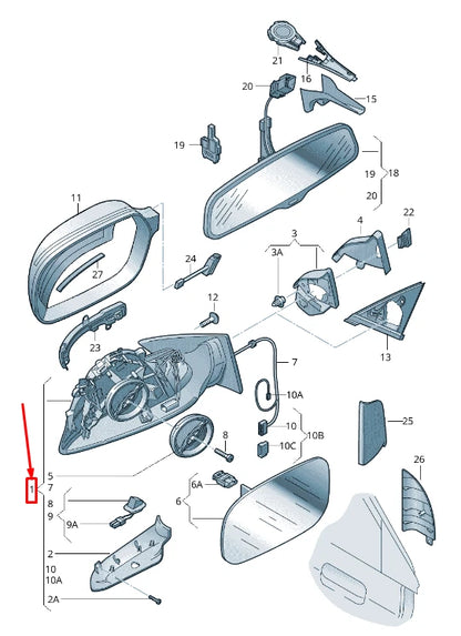 NEW AUDI A4 AVANT B8 FRONT RIGHT SIDE WING MIRROR LHD 8K1857410AJ01C ORIGINAL