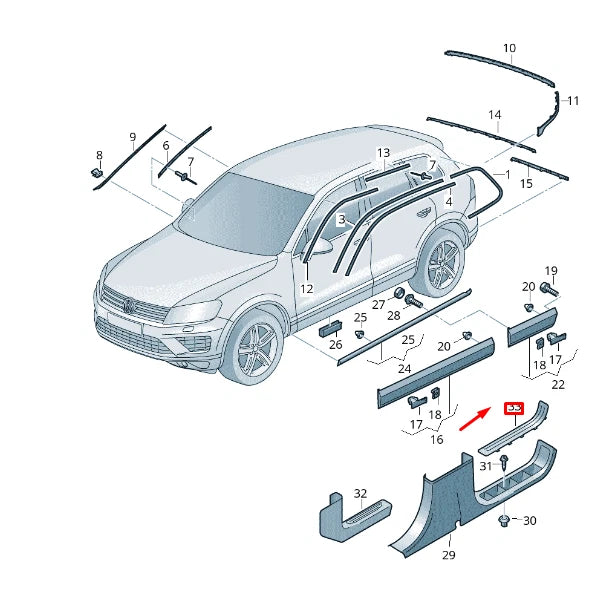NEW VW TOUAREG 7P MK2 REAR RIGHT DOOR SILL TRIM 7P0853174A6M7