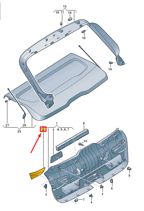 new audi a3 sportback 8y right rear lid trim panel cover 8y48676584pk original