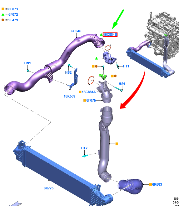 new ford kuga mk3 intercooler tube seal 2191899 jv21-9b687-bb original