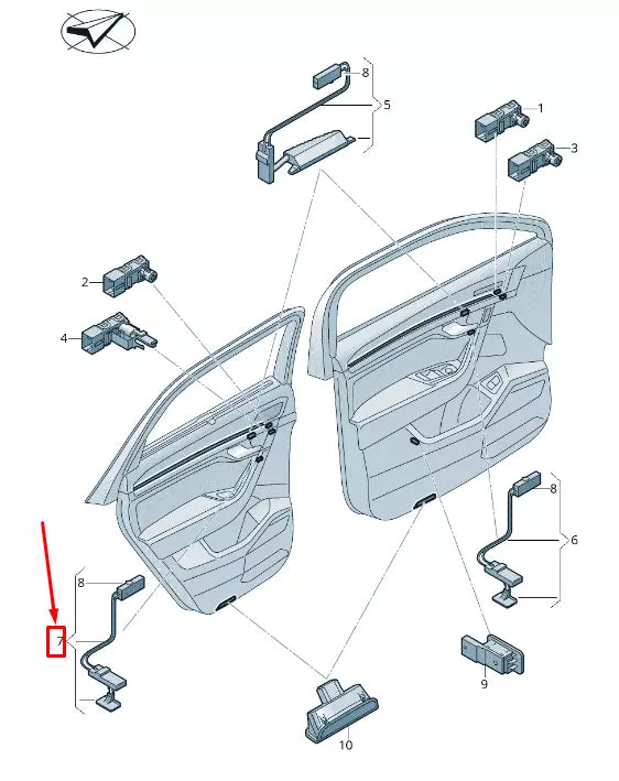 NEW VW TOUAREG CR REAR RIGHT PULL HANDLE AMBIENT LIGHT 760947358ADV1