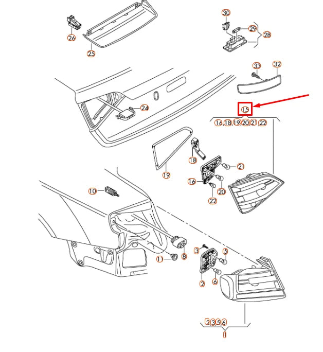 NEW AUDI A4 B8 REAR LEFT INNER TAILLIGHT 8K9945093A ORIGINAL