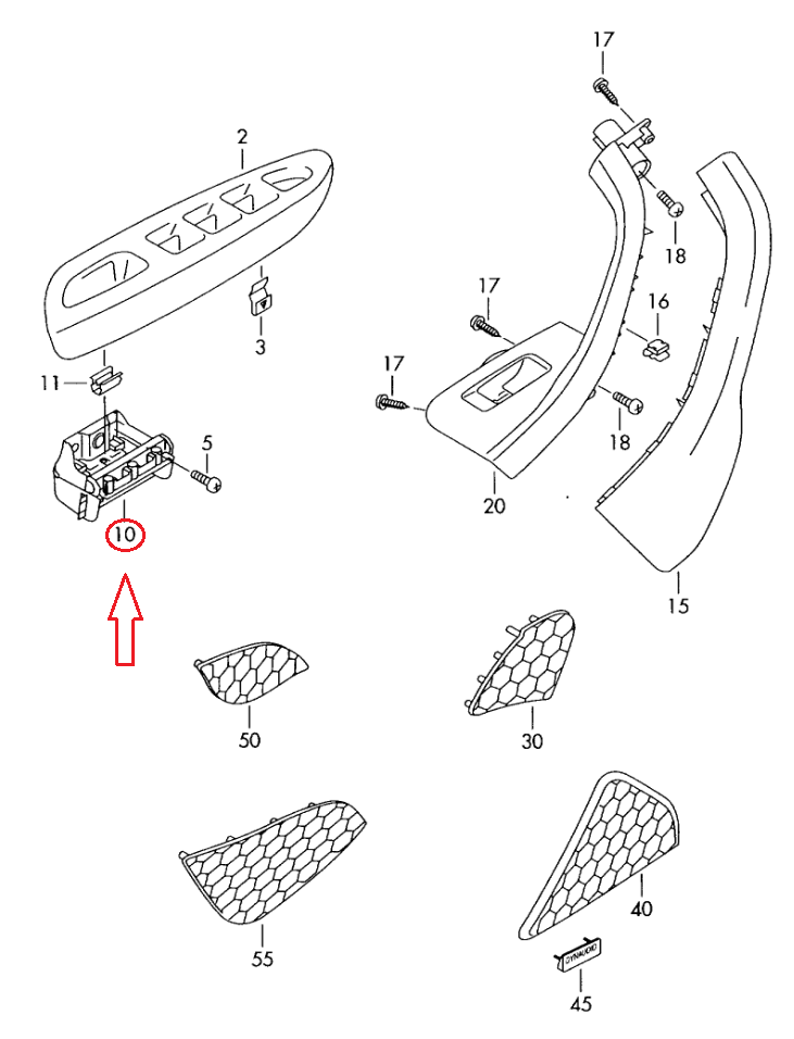 NEW VW EOS 1F7 FRONT RIGHT DOOR GRAB HANDLE BRACKET RHD 1K2867180C81U ORIGINAL