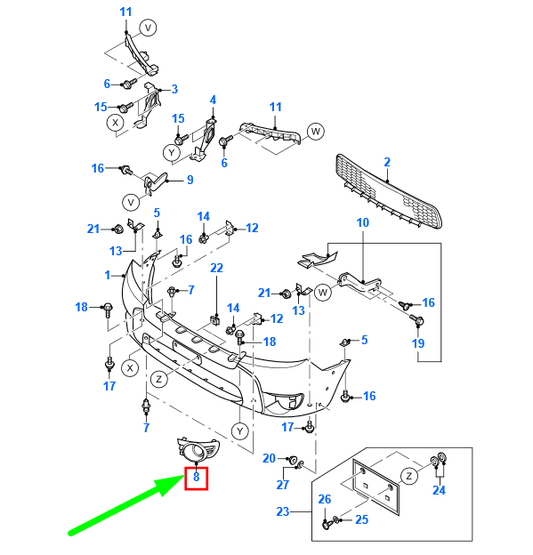 new ford ranger mk3 front right fog lamp grille cover 5131533 original