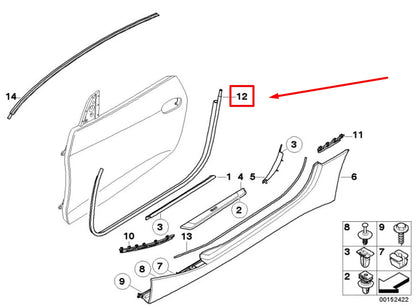 NEW BMW Z4 ROADSTER E85 FRONT RIGHT DOOR WEATHERSTRIP 51727125652 ORIGINAL