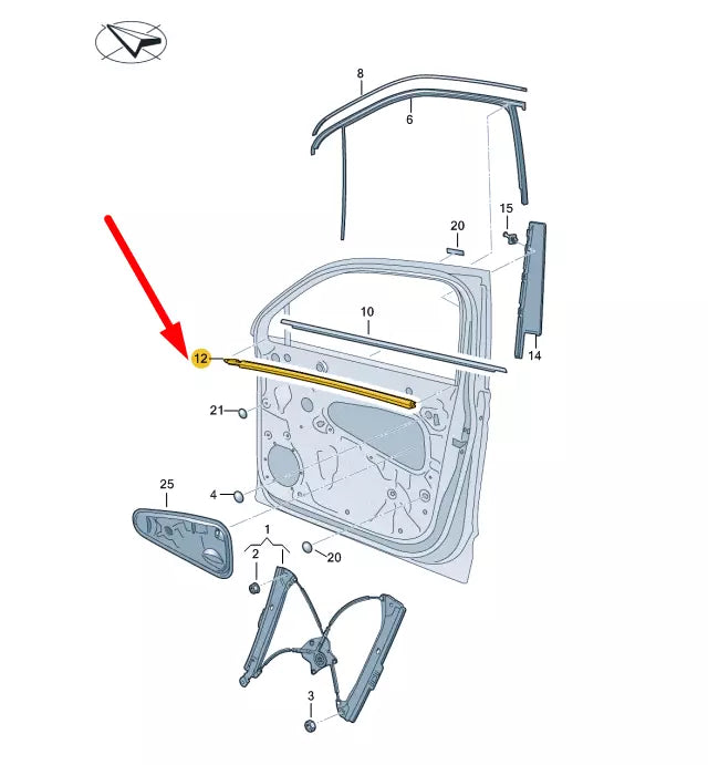 NEW VW TIGUAN AD MK2 FRONT LEFT INNER WINDOW APERTURE SEAL 5NA8374795AP ORIGINAL