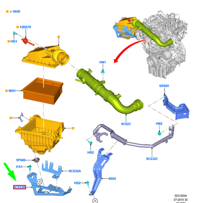 new ford transit custom mk1 air cleaner bracket 2412385 original