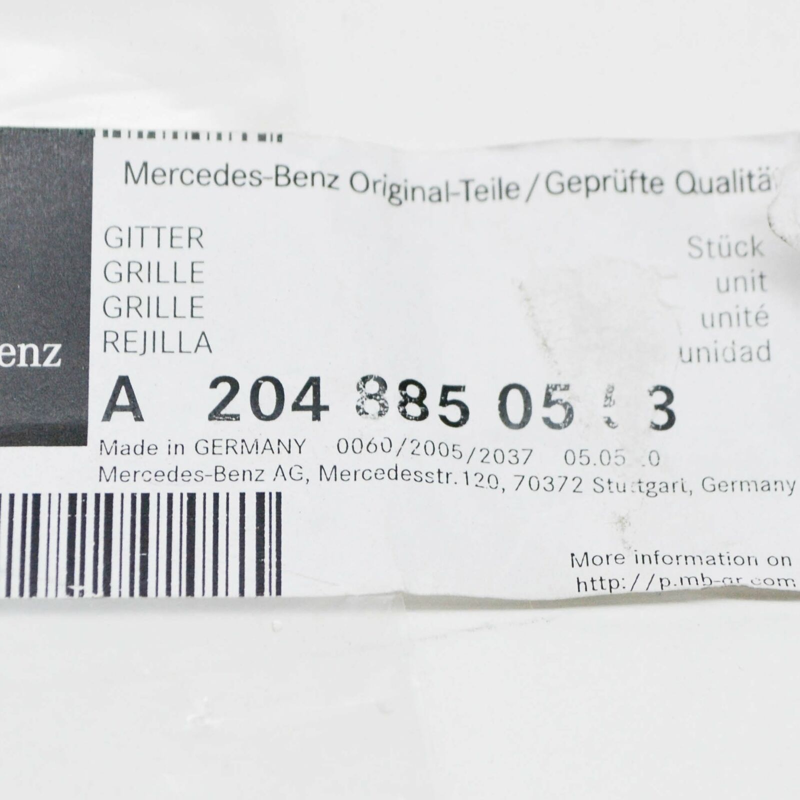 NEW MB C-CLASS W204 FRONT AMG BUMPER LOWER LEFT GRILLE A2048850553 2010 ORIGINAL