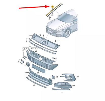NEW VW ARTEON 3H7 FRONT WINDSHIELD LEFT WATER DEFLECTOR 3G88543275AP ORIGINAL