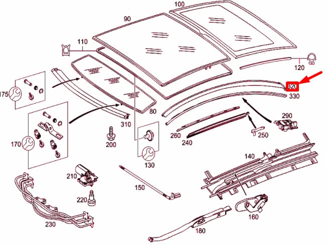 NEW MERCEDES-BENZ C CL203 PANORAMIC ROOF RIGHT COVER A2037800256 ORIGINAL