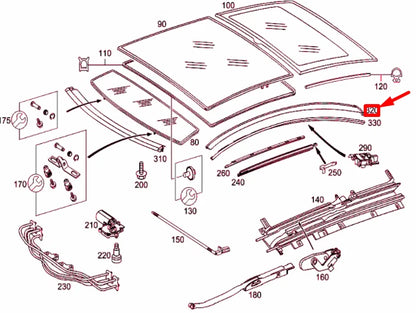 NEW MERCEDES-BENZ C CL203 PANORAMIC ROOF RIGHT COVER A2037800256 ORIGINAL
